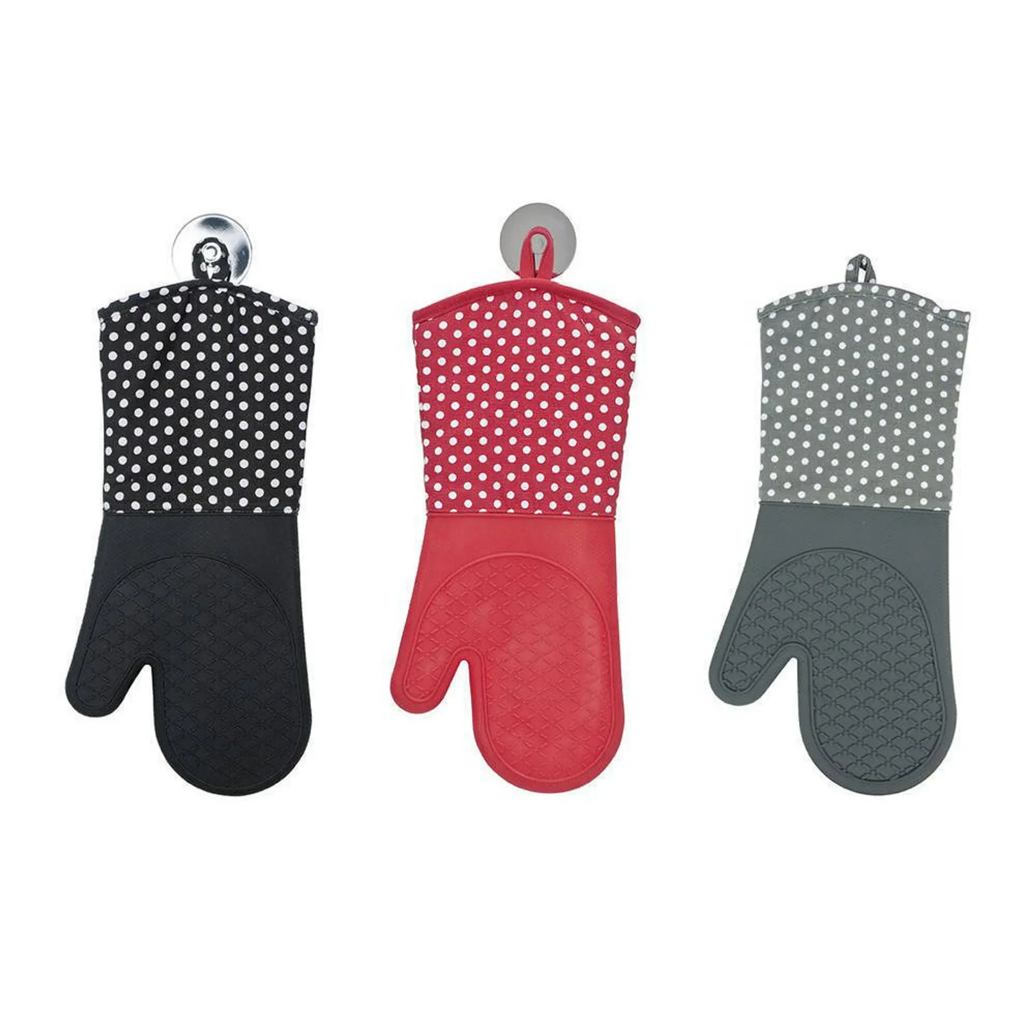 WENKO – Topfhandschuhe / Ofenhandschuhe aus Silikon & Baumwolle – Grau (1 Paar)